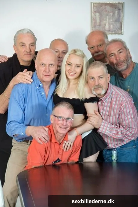 Young maid Lolita Taylor rides a big dick in a kinky gangbang with old men