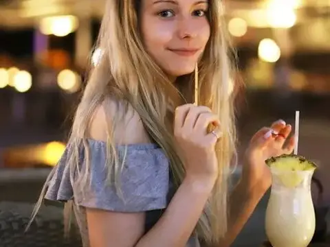 Blonde teen Katty Muss shows her trimmed pussy after a night out