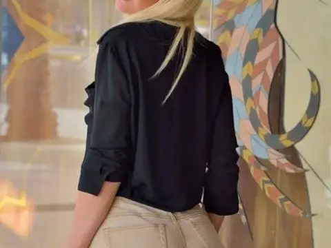Adorable blonde girl walks around in public in short shorts 