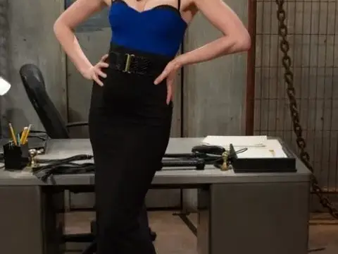 Redheaded domme Maitresse Madeline Marlowe whips, pins & bites her hunky slave